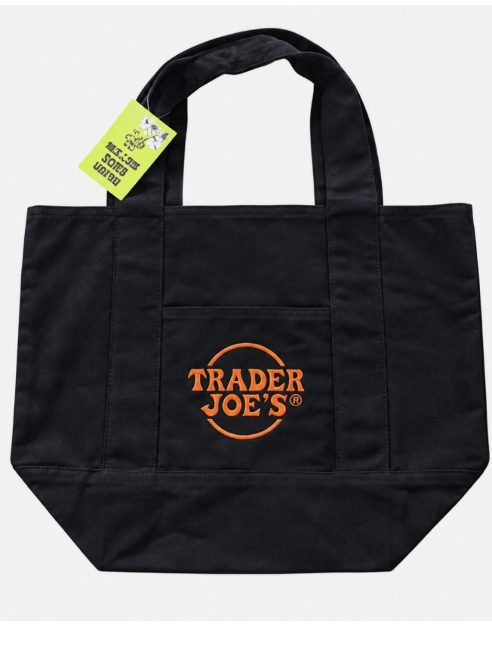 Trader Joe’s Black Mini Tote Canvas Bag New with tag